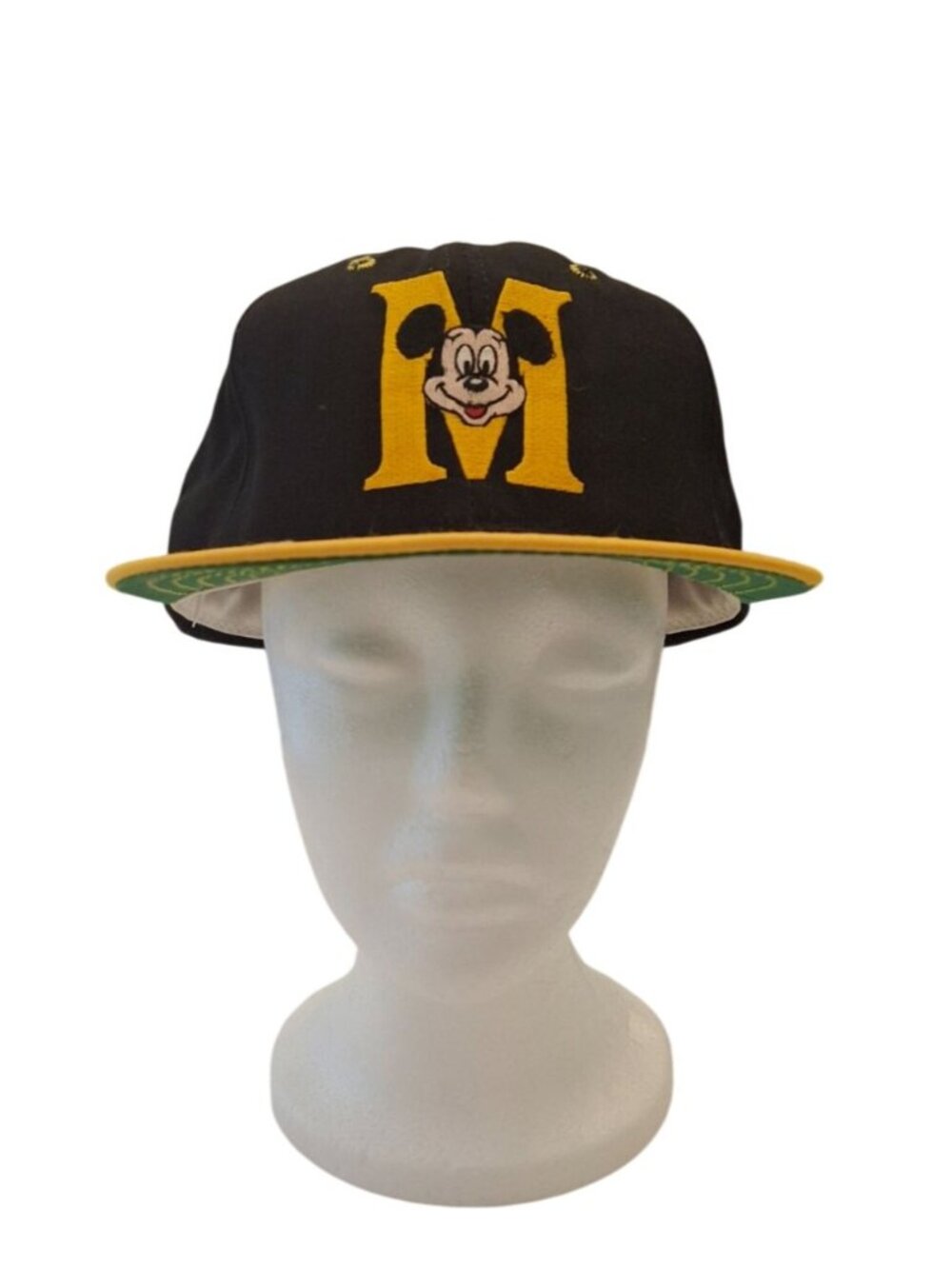 Disney Adult Snapback Hat Black & Yellow Mickey Mouse Embroidered Cotton OSFA US